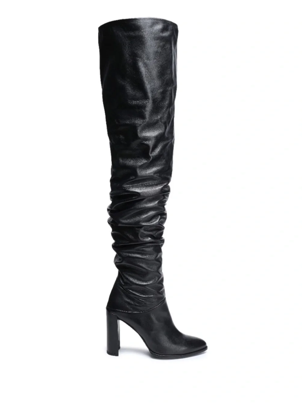 Stuart Weitzman Black Over-the-Knee Slouchy Leather Boots